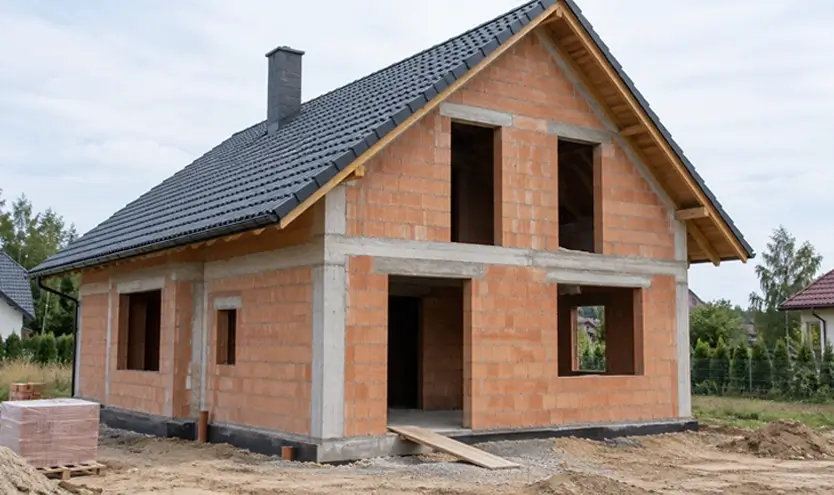 Nowy budynek przygotowany do montażu kotła gazowego